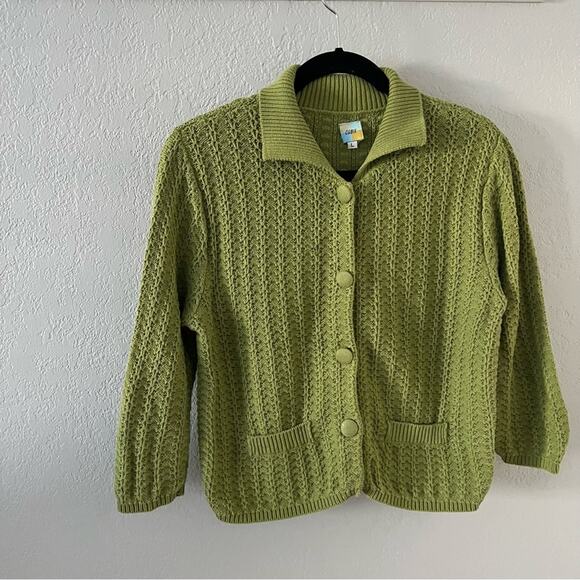 Cubix Green Button-Front Cardigan - Picture 2 of 7